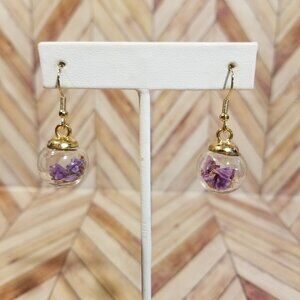 Gold and Purple Bulb Earrings